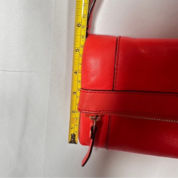 Kate Spade Coral Leather Crossbody Bag Foldover Holidaycore Statement Purse - Picture 10 of 11